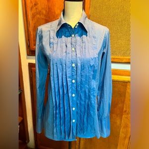 J Crew Size M. Peacock blue blouse. Tuxedo front